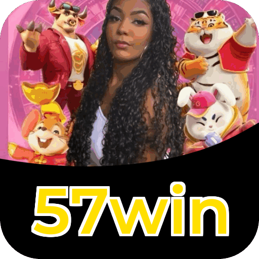 Interface do aplicativo 57win mostrando jogos disponíveis no iOS e Android